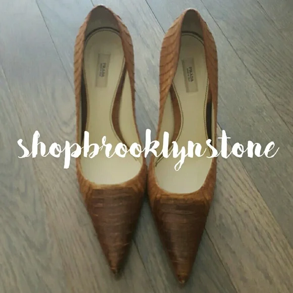 Prada Brown Python Pumps - Picture 1 of 7